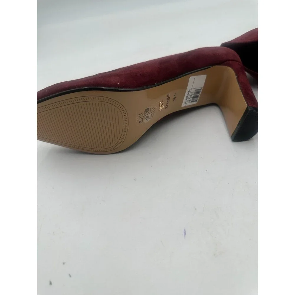 Dune London Burgundy Suede Leather Arriving Block Heel Pumps Heels Size 38.5/8.5